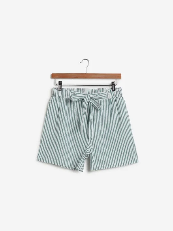 Patterned Geometric Women Shorts for a Modern AppealLOV Sage Striped Tasha Shorts