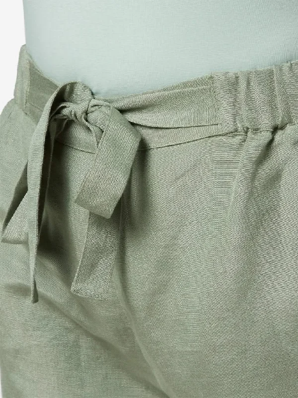 Belted Women Shorts to Enhance the WaistlineLOV Sage Tie-Up Pattern Tasha Shorts