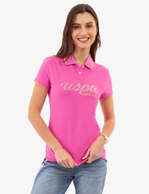 LUREX SCRIPT TIPPED POLO SHIRT