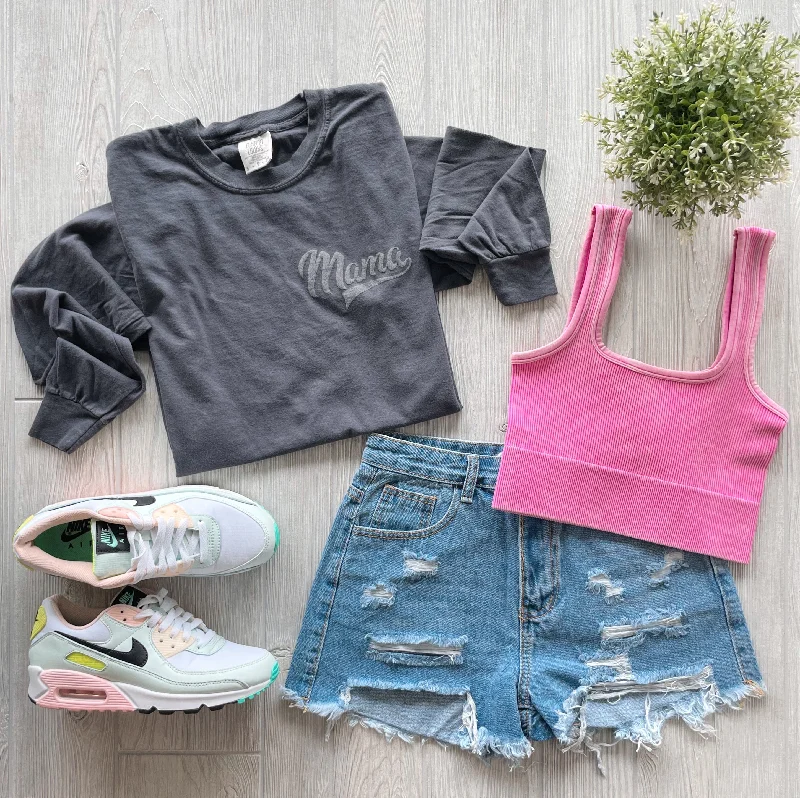 Lightweight Women Long Sleeve Top for Spring and AutumnMama Sporty • Charcoal Long Sleeve Lightweight Women Long Sleeve Top for Spring and AutumnMama Sporty • Charcoal Long Sleeve