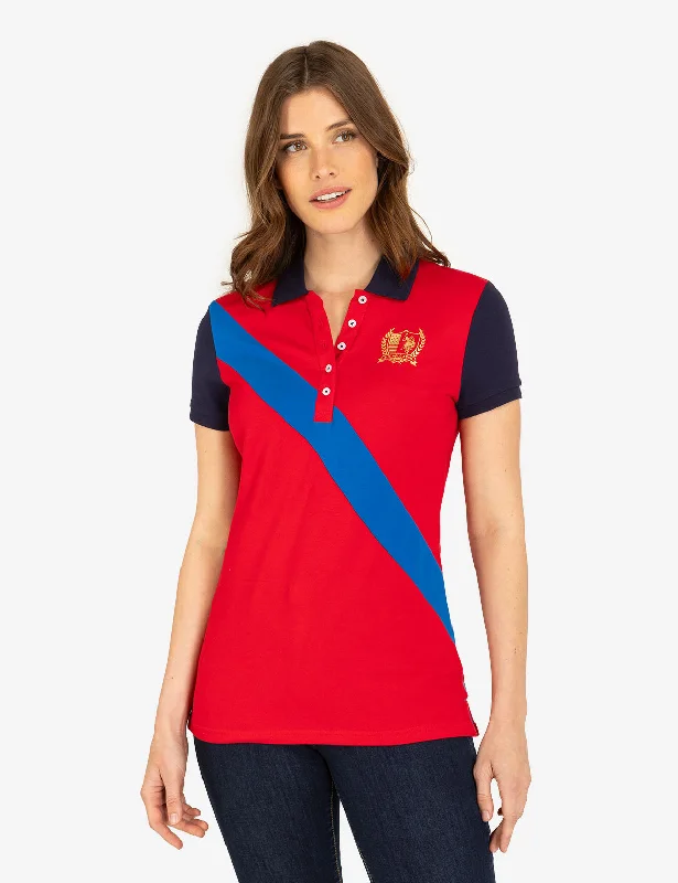 Embroidered logo polo shirt for a preppy styleMETALLIC CREST SASH POLO SHIRT