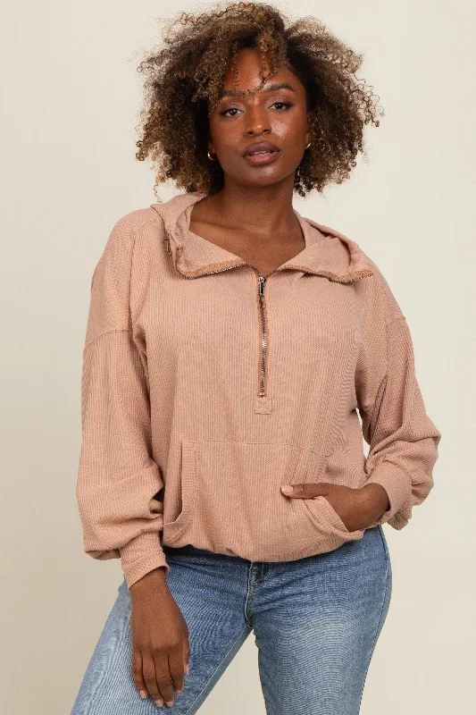 Printed Graphic Women Long Sleeve Top with a Bold StatementMocha Waffle Knit Half Zip Relaxed Fit Hoodie Printed Graphic Women Long Sleeve Top with a Bold StatementMocha Waffle Knit Half Zip Relaxed Fit Hoodie