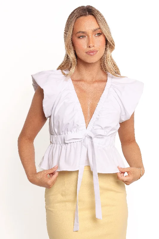 Printed Floral Women's Crop Top in Yellow for a Vibrant and Spring - Inspired OutfitMoira Top - White Printed Floral Women's Crop Top in Yellow for a Vibrant and Spring - Inspired OutfitMoira Top - White