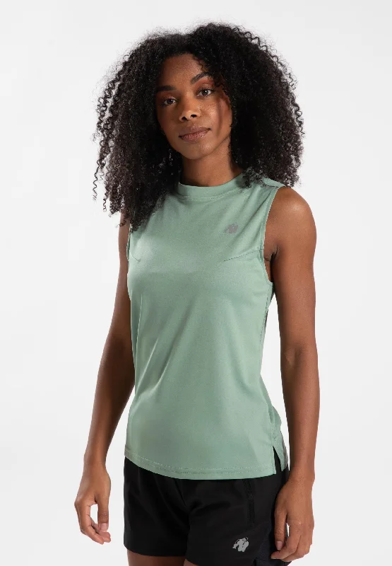 Plus Size Women's Side - Slit Tank Tops in Metallic ShadesMokena Tank Top - Green