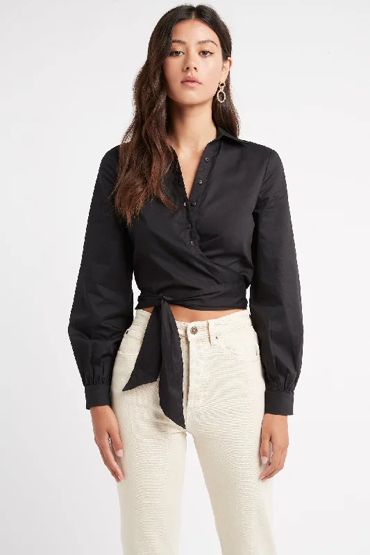 Sports - Style Women's Crop Top in Gray with Moisture - Wicking Fabric for WorkoutsMonaco Wrap Shirt Sports - Style Women's Crop Top in Gray with Moisture - Wicking Fabric for WorkoutsMonaco Wrap Shirt