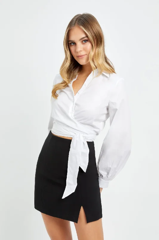 Metallic - Finish Women's Crop Top in Silver for a Futuristic and Eye - Catching LookMonaco Wrap Shirt Metallic - Finish Women's Crop Top in Silver for a Futuristic and Eye - Catching LookMonaco Wrap Shirt