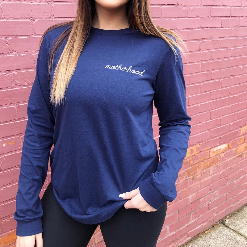 Wrap - Style Women Long Sleeve Top for a Versatile FitMotherhood Long Sleeve • Navy