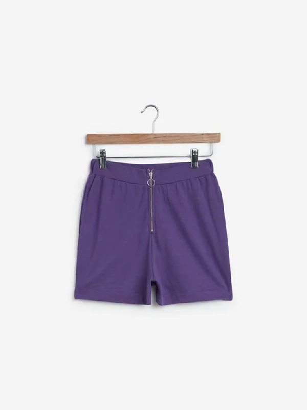 Nuon Purple Zippered Shorts