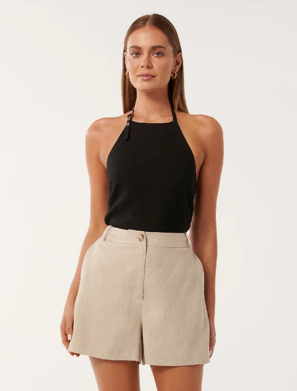 Stretchable Women Shorts for Maximum MobilityOlympia Linen Shorts