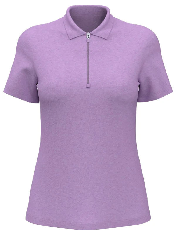 Machine - washable polo shirt in durable jersey fabricWomens Quarter Zip Short Sleeve Heather Golf Polo Shirt Machine - washable polo shirt in durable jersey fabricWomens Quarter Zip Short Sleeve Heather Golf Polo Shirt