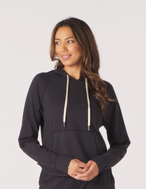 Ruffled Cuff Women Long Sleeve Top with a Feminine TouchRocky Hoodie: Black Marble