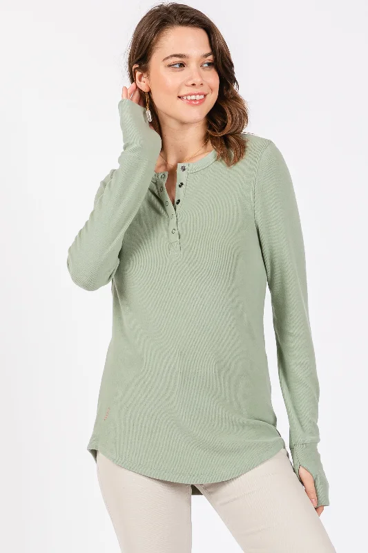 Lightweight Women Long Sleeve Top for Spring and AutumnSage Button Front Soft Knit Long Sleeve Henley Top Lightweight Women Long Sleeve Top for Spring and AutumnSage Button Front Soft Knit Long Sleeve Henley Top