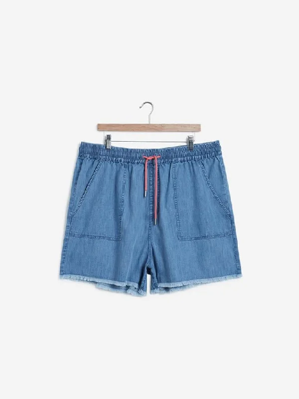 Sassy Soda Curves Blue Denim Shorts