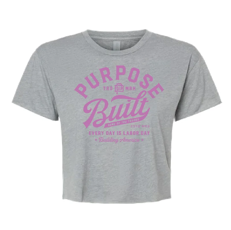 Button - Down Women Long Sleeve Top for a Classic StyleScript Crop Tee, Grey