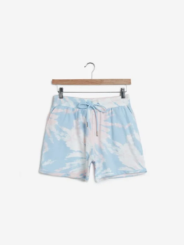 Studiofit Peach Tie-Dye Printed Shorts