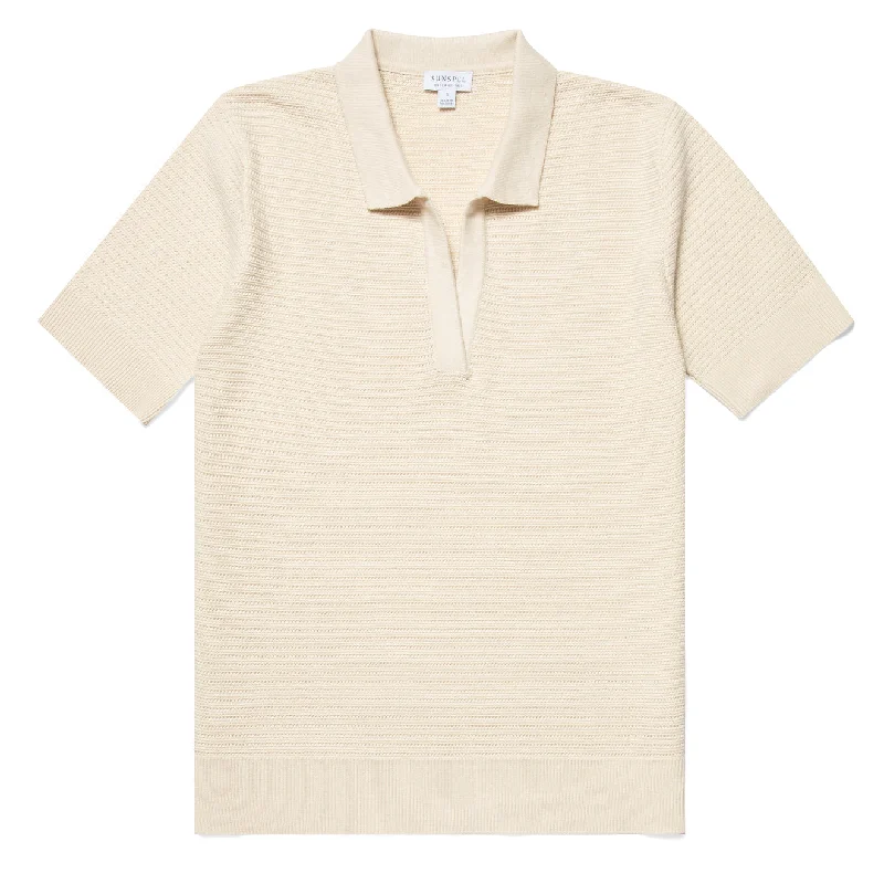 School uniform - style polo shirt with a specific logoSunspel Womens Archive Knit Polo Ecru School uniform - style polo shirt with a specific logoSunspel Womens Archive Knit Polo Ecru