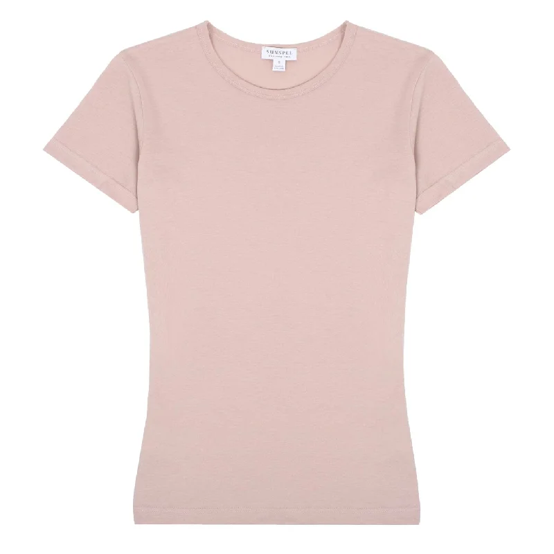 Puffed - sleeve polo shirt for a fashionable silhouetteSunspel Womens Classic T-Shirt Shell Pink Puffed - sleeve polo shirt for a fashionable silhouetteSunspel Womens Classic T-Shirt Shell Pink