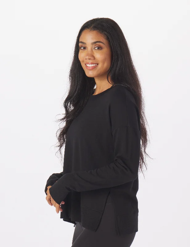 Thermal Women Long Sleeve Top for Extra Warmth in WinterLounge Long Sleeve: Black