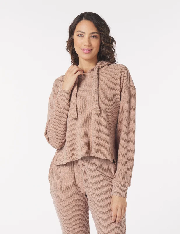 Lace - Trimmed Women Long Sleeve Top for an Elegant LookValley Hoodie: Almond
