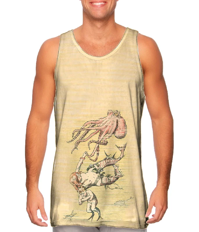 Plus Size Women's Side - Slit Tank Tops in Metallic Shades"Vintage Mermaid Mother"