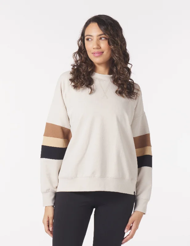 Button - Down Women Long Sleeve Top for a Classic StyleVintage Oversized Crew: Oatmilk/Tonal Stripes Button - Down Women Long Sleeve Top for a Classic StyleVintage Oversized Crew: Oatmilk/Tonal Stripes