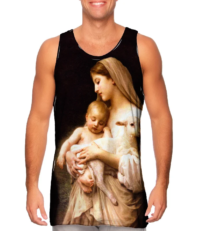 Plus Size Women's Criss - Cross Back Tank Tops in Neon Colors"Virgin Mary Jesus and a lamb" Plus Size Women's Criss - Cross Back Tank Tops in Neon Colors"Virgin Mary Jesus and a lamb"