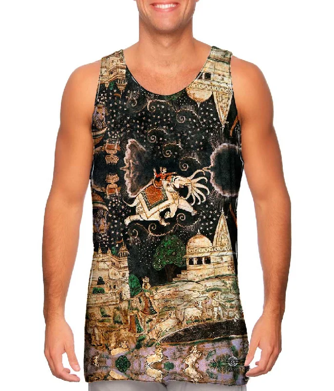 Plus Size Women's Ruffled Hem Tank Tops with Floral Prints"Wedding Of Rama And Sita Bundi Palace Wall" Plus Size Women's Ruffled Hem Tank Tops with Floral Prints"Wedding Of Rama And Sita Bundi Palace Wall"