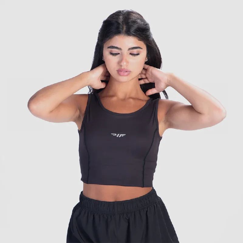 Women's Spaghetti Strap Tank Tops with Geometric PatternsWOMEN MOVE CROP TOP (BLACK) Women's Spaghetti Strap Tank Tops with Geometric PatternsWOMEN MOVE CROP TOP (BLACK)