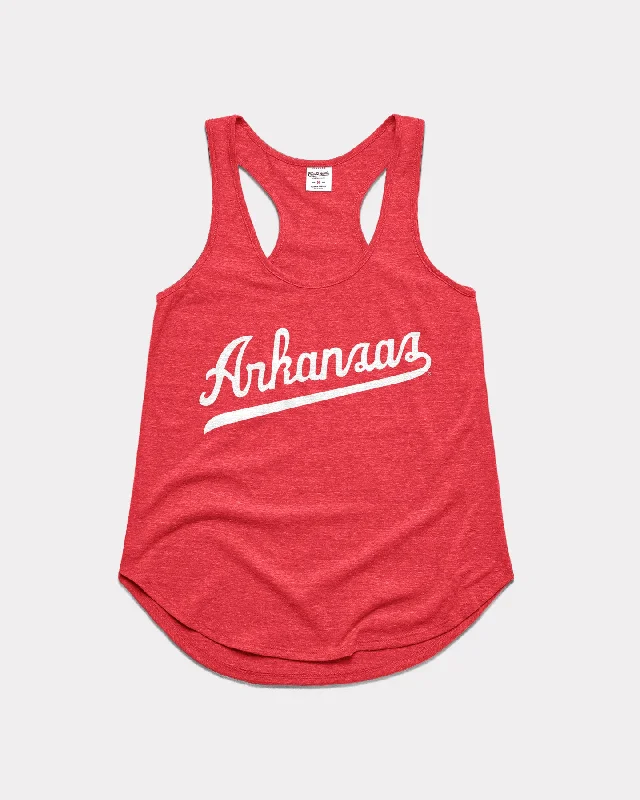 Women's Arkansas Script Red Racerback Tank