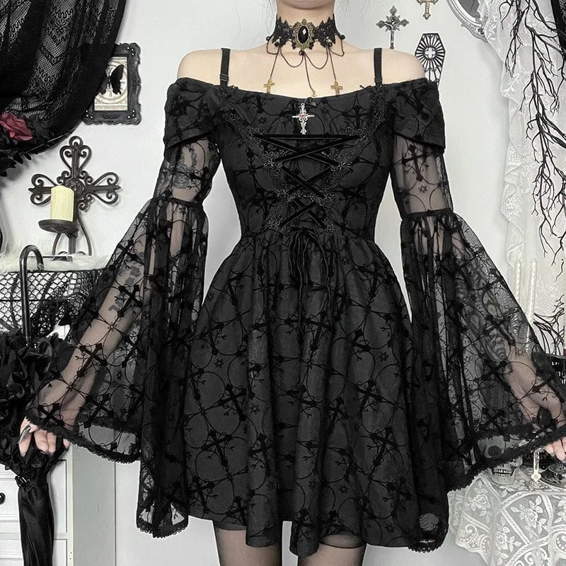 Puffer - Sleeve Women Long Sleeve Top for a Fashion - Forward LookWomen's Gothic Mesh Off Shoulder Short Dress Puffer - Sleeve Women Long Sleeve Top for a Fashion - Forward LookWomen's Gothic Mesh Off Shoulder Short Dress