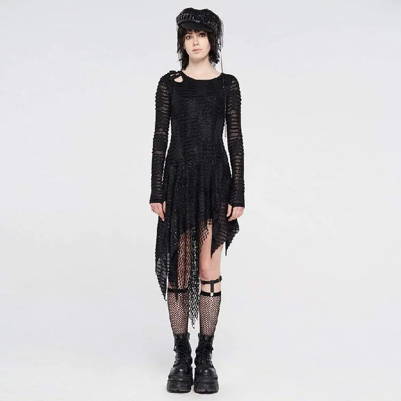 Women's Gothic Net Ripped Irregular Dresses