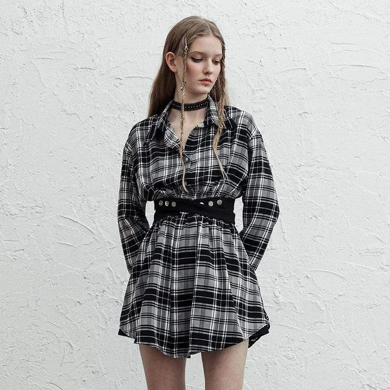 Women's Grunge Long Sleeved Shirt Dresses Two Ways To Wear