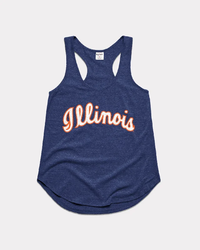 Women's Illinois Script Navy Racer Tank