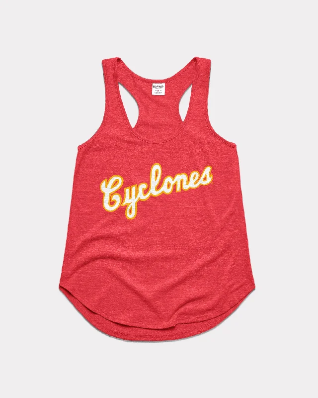 Women's Iowa State Cyclones Script Red Racerback Tank