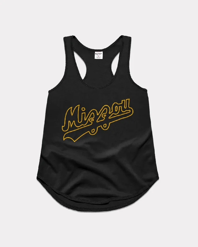 Women's Mizzou Script Vintage Black Racerback Tank