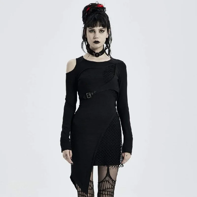 Ruffled Cuff Women Long Sleeve Top with a Feminine TouchWomen's Punk Cutout Shoulder Irregular Long Sleeved Shirt Dresses with Choker Ruffled Cuff Women Long Sleeve Top with a Feminine TouchWomen's Punk Cutout Shoulder Irregular Long Sleeved Shirt Dresses with Choker