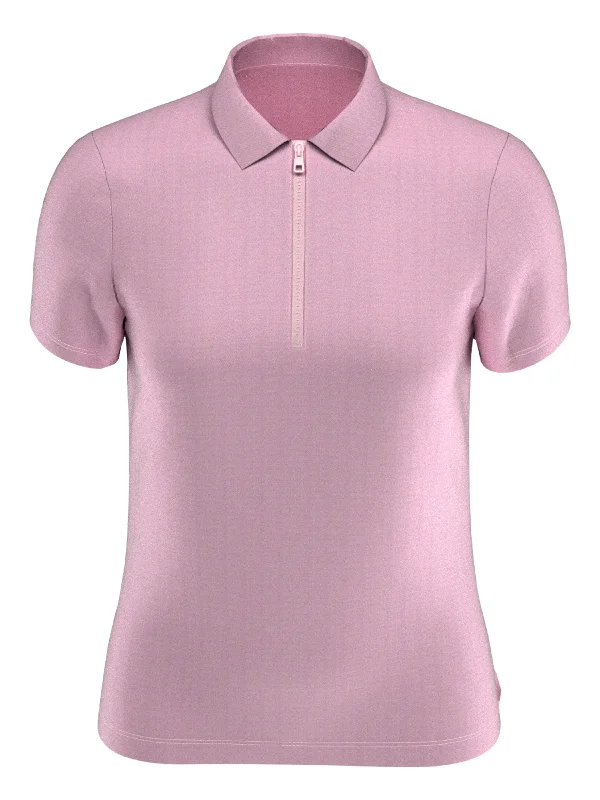 Womens Quarter Zip Short Sleeve Heather Golf Polo Shirt