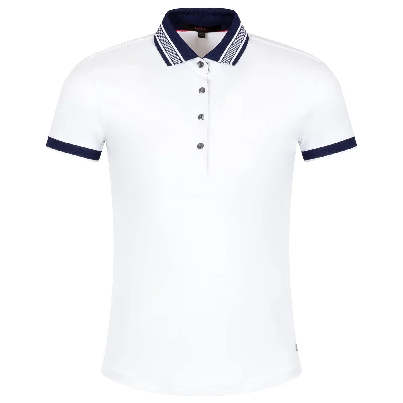 Retro - style polo shirt with a vintage logoWomens Scarlett Crowley Polo Arctic - AW24 Retro - style polo shirt with a vintage logoWomens Scarlett Crowley Polo Arctic - AW24