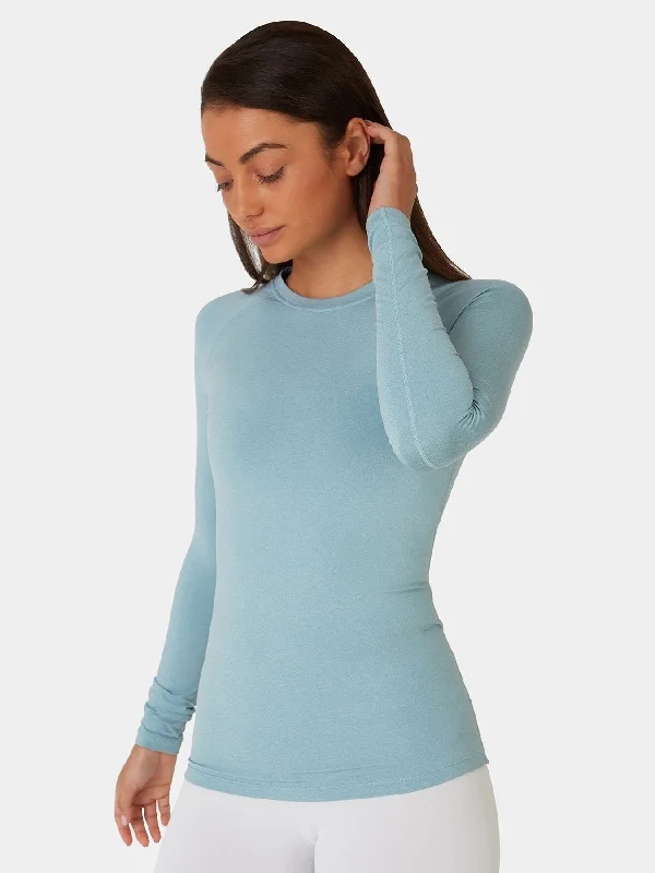 Ruffled Cuff Women Long Sleeve Top with a Feminine TouchSuperThermal Long Sleeve Compression Base Layer Crew Neck Top for Women With Brushed Inner Fabric Ruffled Cuff Women Long Sleeve Top with a Feminine TouchSuperThermal Long Sleeve Compression Base Layer Crew Neck Top for Women With Brushed Inner Fabric