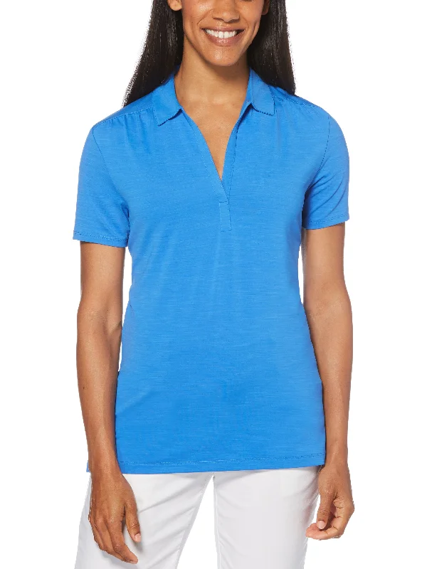 Sheer mesh panel polo shirt for a trendy twistWomens Tonal Performance Polo