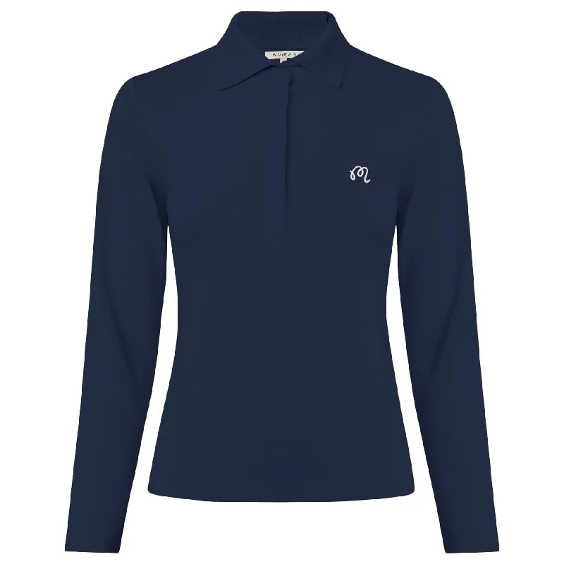 Polo shirt with a built - in bra for added supportWomens Venus II LS Polo Navy - 2024 Polo shirt with a built - in bra for added supportWomens Venus II LS Polo Navy - 2024