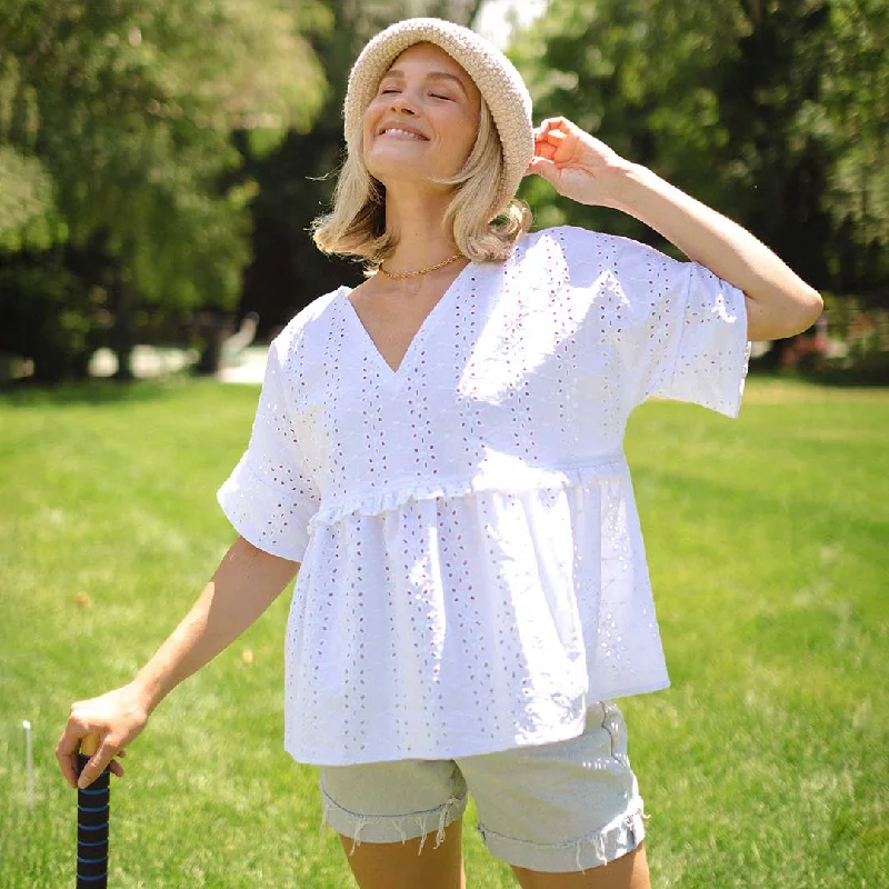 Sleeveless cover ups for maximum sun exposure controlBaby Doll Blouse, White