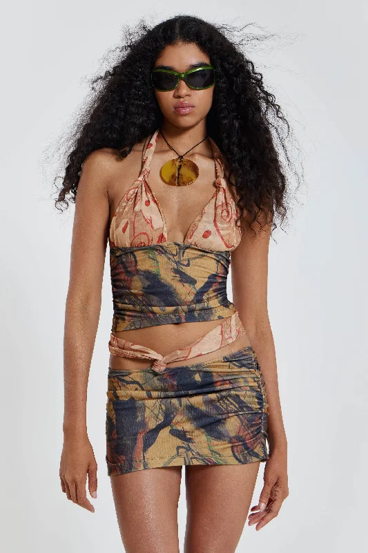 Drawstring - closure cover ups for adjustable sizingAmmos Knotted Halterneck Top