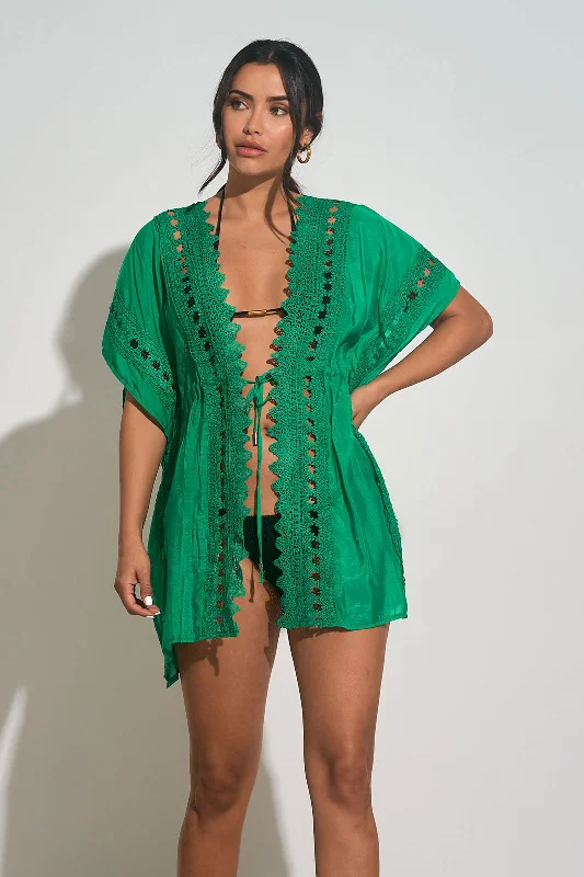 CROCHET KIMONO COVER-UP - GREEN BRIGHT