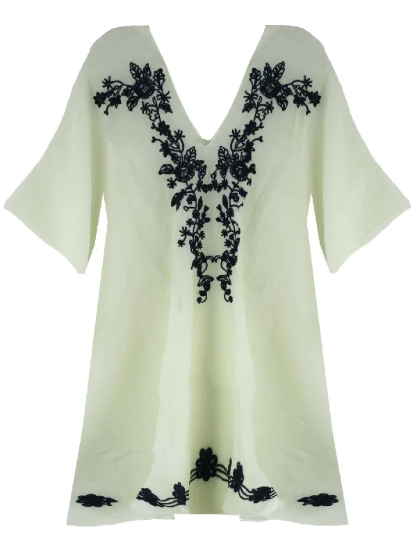 Romper - style cover ups for a trendy and functional beach optionEmbroidered Sheer White Beach Cover Up Tunic Top Romper - style cover ups for a trendy and functional beach optionEmbroidered Sheer White Beach Cover Up Tunic Top