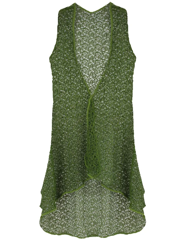 Mini - length cover ups for a more daring and youthful beach styleOlive Green Long Mesh Beach Cover Up Vest For Swimsuit Mini - length cover ups for a more daring and youthful beach styleOlive Green Long Mesh Beach Cover Up Vest For Swimsuit