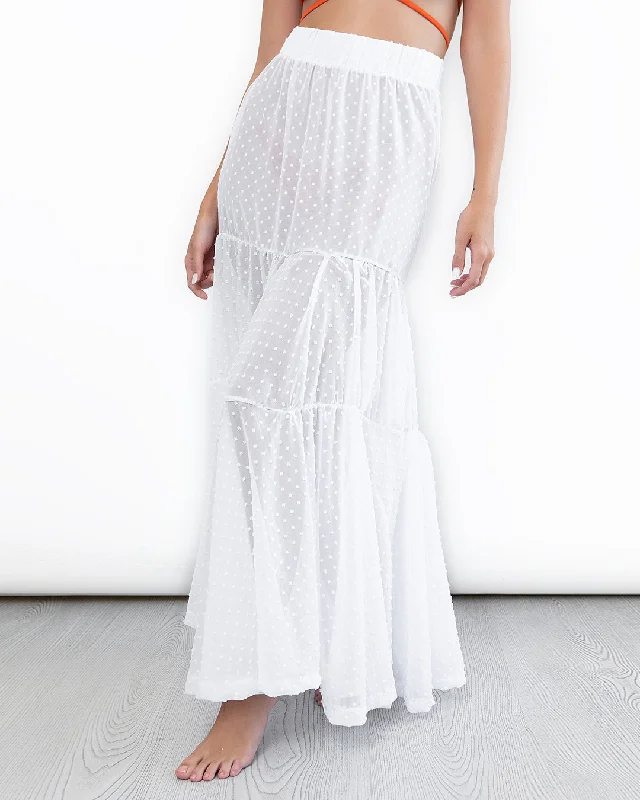 Kimono - style cover ups for an Asian - inspired beach lookSheer Lace Skirt