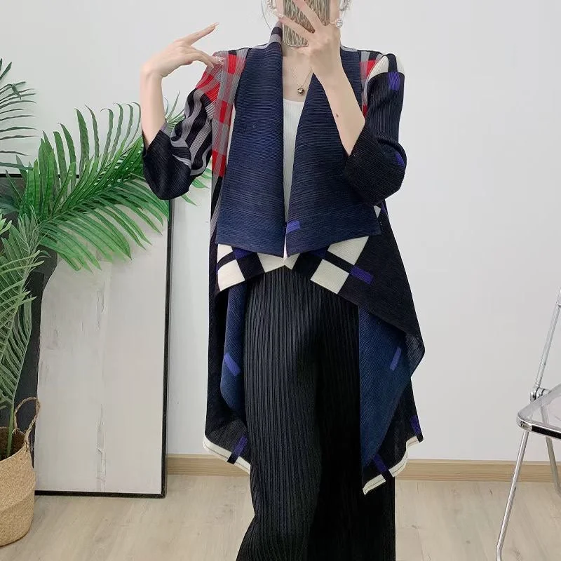 Tunic - style cover ups for a loose and comfortable beach outfitVanite Couture Jacket 88334 Blue Plaid F24 Tunic - style cover ups for a loose and comfortable beach outfitVanite Couture Jacket 88334 Blue Plaid F24