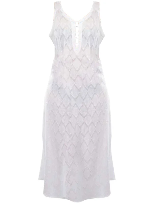Split - hem cover ups for a more dynamic and stylish appearanceWhite Chevron Cover Up Dress Split - hem cover ups for a more dynamic and stylish appearanceWhite Chevron Cover Up Dress